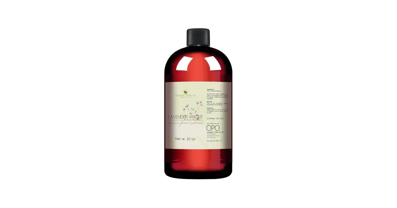 Woda lawendowa Organic Pure Oil, idealna do łagodzenia skóry i walki z trądzikiem. 32 oz.