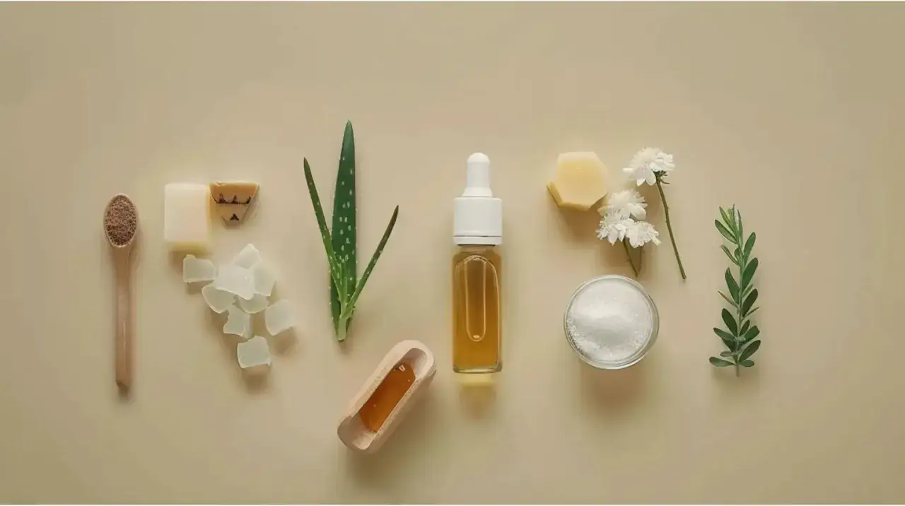 Naturalne składniki do pielęgnacji: aloes, miód, sól, zioła i olejek caprylic/capric triglyceride.
